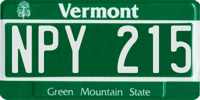 VT license plate NPY215