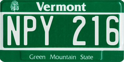 VT license plate NPY216