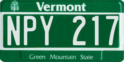 VT license plate NPY217