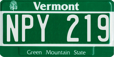 VT license plate NPY219