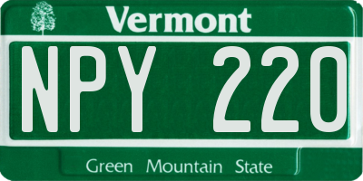 VT license plate NPY220