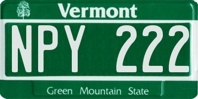 VT license plate NPY222
