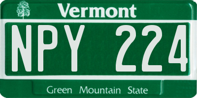 VT license plate NPY224