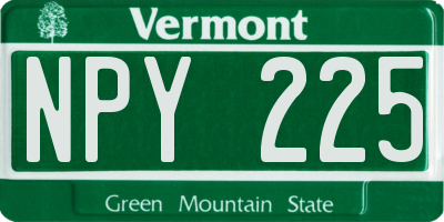 VT license plate NPY225