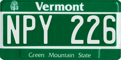 VT license plate NPY226
