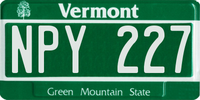 VT license plate NPY227