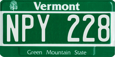 VT license plate NPY228
