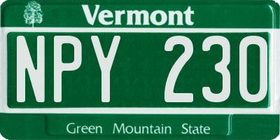 VT license plate NPY230