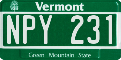 VT license plate NPY231