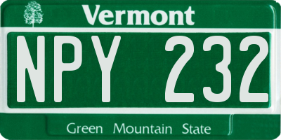 VT license plate NPY232
