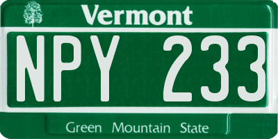 VT license plate NPY233