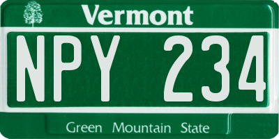 VT license plate NPY234