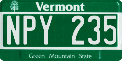 VT license plate NPY235