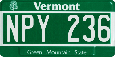 VT license plate NPY236