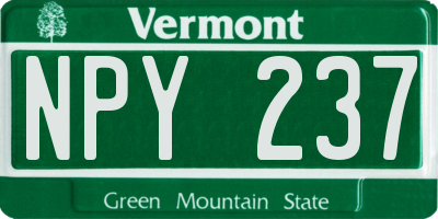 VT license plate NPY237