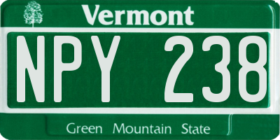 VT license plate NPY238