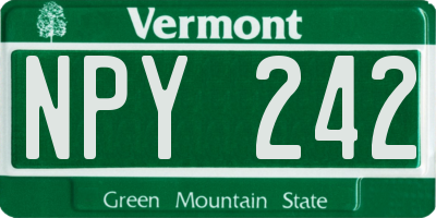 VT license plate NPY242