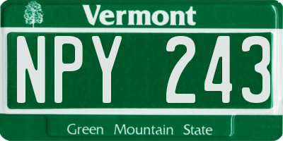 VT license plate NPY243