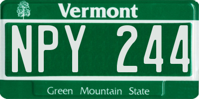 VT license plate NPY244
