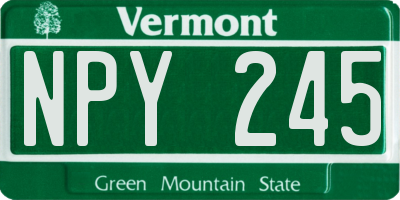 VT license plate NPY245