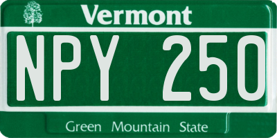 VT license plate NPY250