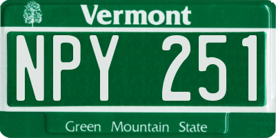 VT license plate NPY251