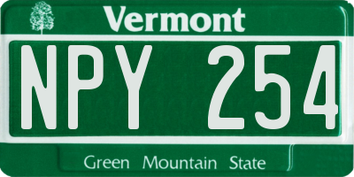 VT license plate NPY254