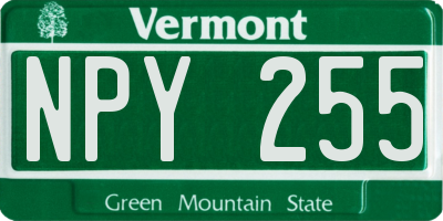 VT license plate NPY255