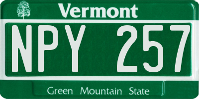 VT license plate NPY257