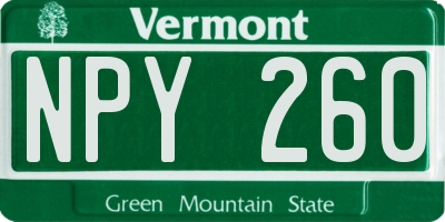 VT license plate NPY260