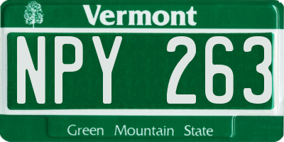 VT license plate NPY263