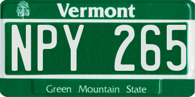 VT license plate NPY265