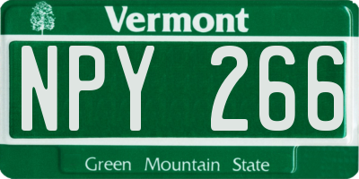 VT license plate NPY266