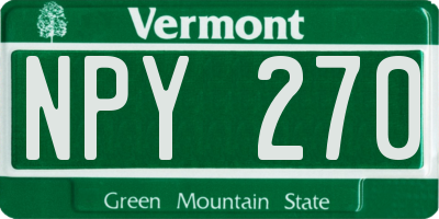 VT license plate NPY270