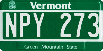 VT license plate NPY273