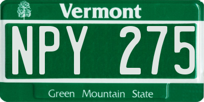VT license plate NPY275