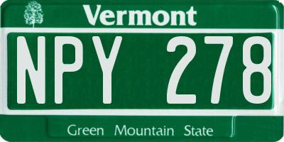 VT license plate NPY278