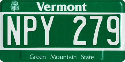 VT license plate NPY279