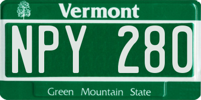 VT license plate NPY280