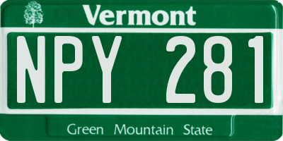 VT license plate NPY281