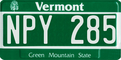 VT license plate NPY285