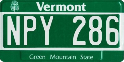 VT license plate NPY286