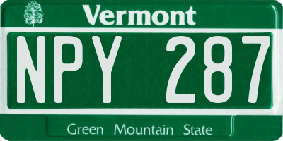 VT license plate NPY287