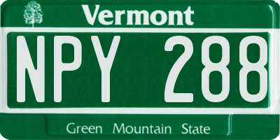VT license plate NPY288