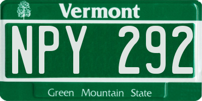 VT license plate NPY292