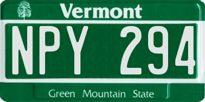 VT license plate NPY294