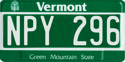 VT license plate NPY296