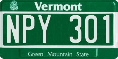 VT license plate NPY301