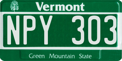 VT license plate NPY303
