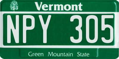 VT license plate NPY305